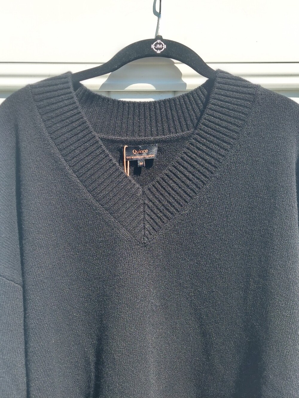 Quince 100% Mongolian Cashmere Black V-Neck Oversized Sweater Women Size Medium - Picture 3 of 11